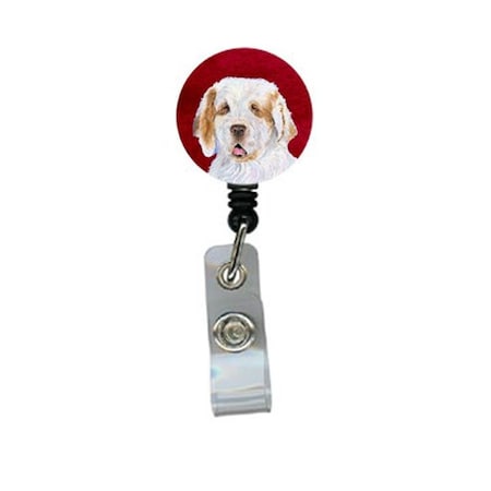 Teacher&Aposs Aid Clumber Spaniel Retractable Badge Reel or ID Holder with Clip TE3412086